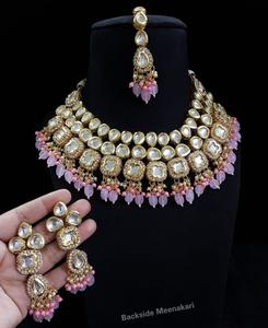 High Quality Kundan <b>Jewellery</b> <b>Set</b> Weddings Parties Necklace Earrings Backside Meenakari Jewelry Bridal Wear Gifts - Product Image 2
