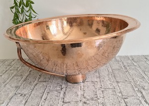 Vasque de salle de bain en cuivre martelé antique, finition brillante, de luxe, faite à la main, à poser sur un meuble, pour maison et hôtel - Product Image 3