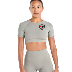 Tops cortos ecológicos de verano para mujer, cuello redondo, manga larga, elásticos, ajustados - Product Image 5