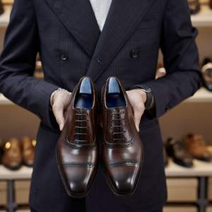 Durable <b>Cow</b> Leather Derby Shoes with Wear Resistant Outsole and Classic Lacing Design for Men's Daily Office Trips Shoes - Product Image 3