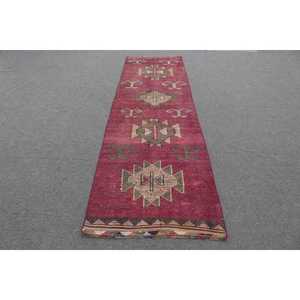 Herki Rug, 2.9x10.2 ft Turkish Rug, <b>Red</b> Plants & trees Rug <b>Wool</b> - Product Image 1