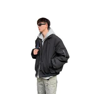 2026 Winter <b>Men</b> Bomber <b>Jacket</b> High Street Turn Down Collar Male Coat Thicken Long Sleeve Zipper Loose Sport Man Outerwear - Product Image 3