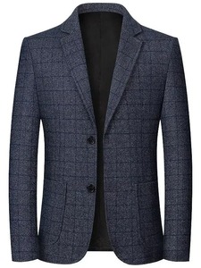 Blazers en laine à carreaux pour hommes, nouvelle collection printemps-automne, coupe ajustée, décontractée, double boutonnage, respirants, taille 4XL - Product Image 6