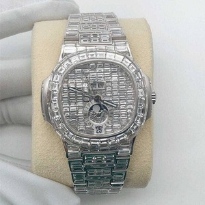 Baguette Vvs Moissanite นาฬิกากลไกเคลื่อนไหวอัตโนมัติสำหรับผู้ชายจากอินเดียได้รับการรับรองที่สง่างาม - Product Image 1