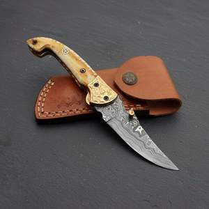 Couteau pliant personnalisé en acier Damas, couteau de survie multi-outils pour le camping avec manche en bois - Product Image 5