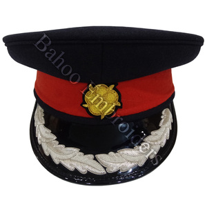 CHECKER BAND OFFICER WOOL <b>HAT</b> WITH DOUBLE ROW WHITE EMBROIDERED VISOR - Product Image 3