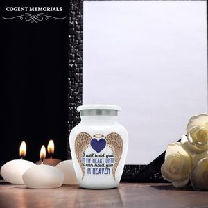 Mini urne pour cendres Urne souvenir féminine avec conception d'ailes d'ange - Product Image 6