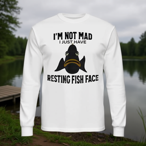 No estoy enfadado, solo estoy pensando en la cara de un pez, camiseta de manga larga para pescar - Product Image 3