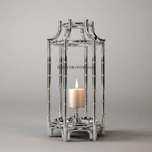 Modern Creative Art Designer <b>Silver</b> Shiny Polished Metal And Clear Glass Made <b>Candle</b> <b>Stick</b> Holder Table Centerpiece Supplies - Product Image 2