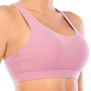 Soutien-gorge de sport respirant de haute qualité pour femmes avec logo frontal, maintien léger et coussinets amovibles - Vêtements de sport pour la remise en forme - Product Image 1