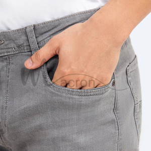 Jeans droits slim respirants à taille mi-haute, coupe ajustée, extensible, durable, classique pour un usage quotidien, prix de gros, sur mesure - Product Image 5