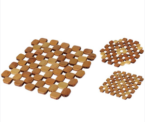 Cheapest Price Handmade Eco-Friendly <b>Square</b> Brown and Beige Bamboo Coaster Heat Insulation Pad for Home - Product Image 4