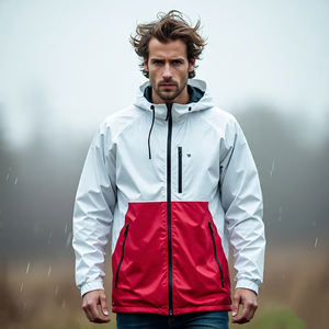 Cortavientos de lluvia para hombre, abrigo de manga larga con capucha y cremallera, prendas de vestir exteriores para hombre, chaqueta impermeable informal cortavientos para hombre - Product Image 1