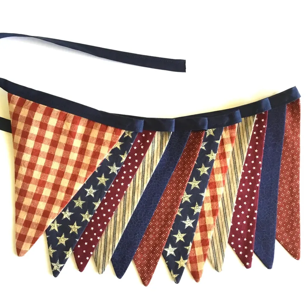 하이 퀄리티 독립 기념일 바이어스 테이프 별과 줄무늬 장식 7 월 4 일 애국 번트 배너 깃발