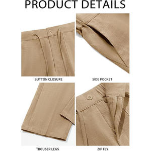 Pantalones Casuales de Lino/Algodón para Hombre, Estilo Hip Hop, Elegante, Urbano, de Secado Rápido, Ecológicos, Transpirables, con Bolsillos Laterales para Exteriores - Product Image 4