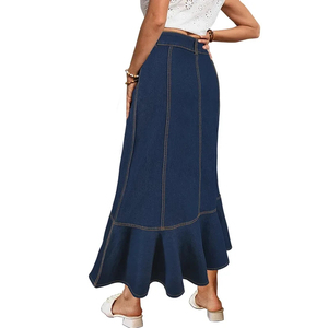 Wholesale Women's Long Denim Skirt Summer High Waist Skirt Streetwear Split A-line Jeans Skirt for Women - Product Image 3