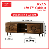 Meuble TV Haut de Gamme Tendance Ryan 150, Meuble TV en Chêne Pacifique, Mobilier de Salon Style Contemporain, Hôtel, Appartement, Démontable