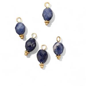 Oval Tumble Sodalite Gemstone Charm Pendant - 925 Silver Gold Plated Charms Wholesale - Product Image 1