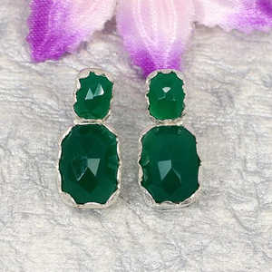 ต่างหูเงินแท้สำหรับผู้หญิงขายส่ง92.5สีเขียวนิลเครื่องประดับสุดหรู - Product Image 5