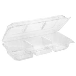 Caja industrial de panadería transparente de 3 compartimentos con grabado para almacenamiento y exhibición de alimentos - Product Image 2