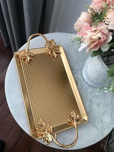 Tema clásico para el hogar, vajilla de Hotel, bandejas para servir alimentos, bandeja para servir de Metal con acabado chapado en oro - Product Image 4