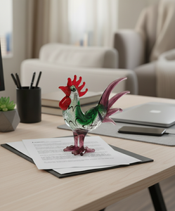 Figurine de coq en verre artisanal, style Art Déco, presse-papiers en cristal, décoration pour la maison, le bureau ou le tableau de bord de voiture, cadeau décoratif - Product Image 3