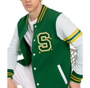 Chaqueta de Forro Polar con Logotipo Personalizado, Chaqueta Varsity de Alta Calidad con Cuello Alto para Hombre, Chaqueta de Baloncesto de Forro Polar Teñido Liso - Product Image 3