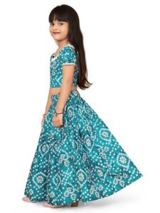 ชุดเลเฮนกาโชลีเด็กแบบดั้งเดิมลายแบนดานี รามา ของชอริยัม แฟชั่น |   ชุดเดรสงานแต่งงานเทศกาลดีวาลีสำหรับเด็กผู้หญิง ยาวคลุมเท้า แห้งเร็ว ทุกแบบ - Product Image 3