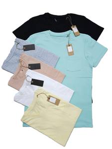 เสื้อยืดผู้ชายแขนสั้นผ้าฝ้ายสีล้วนสำหรับฤดูร้อน - Product Image 5