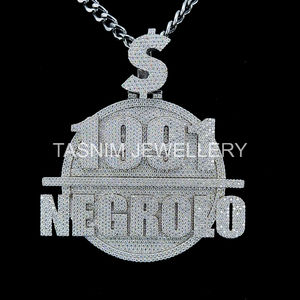 Colgante de Letra NEGROLE de Hip Hop Cristiano de la Mejor Calidad, 1991, Cierre Personalizado, Plata de Ley 925, Moissanita VVS con Certificado GIA, 10K - Product Image 2