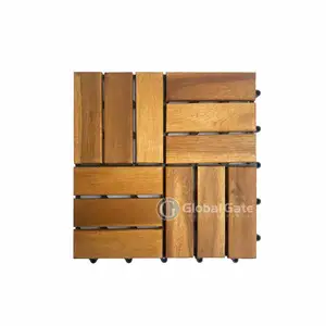 Wholesale Acacia Wood Interlocking Deck Tiles Solid Wood with plastic base Viet Wood Manufacturing