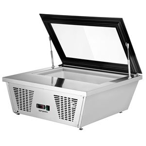 Congelador expositor de helados para mostrador - 867 mm - Enfriamiento estático - con iluminación LED - para 4 x 5 litros de recipientes Napoli - vidrio abatible - Product Image 1