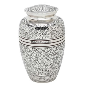 Urne de crémation en métal d'alliage de Style américain d'or classique sculpté à la main branches de feuilles d'or finition brossée dorée pour les urnes funéraires - Product Image 3