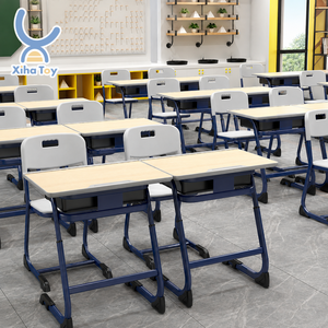 Conjunto <span class=keywords><strong>de</strong></span> Escritorio y Silla Escolar con Marco Metálico, Caja para <span class=keywords><strong>Libros</strong></span>, Asa <span class=keywords><strong>de</strong></span> Transporte, Silla con Altura Ajustable, Muebles Modernos para Aula <span class=keywords><strong>de</strong></span> Estudio - Product Image 1