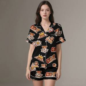 High End Luxury Silk Satin Pajamas for Women Summer Spring Breathable Customizable Nightwear - Product Image 1