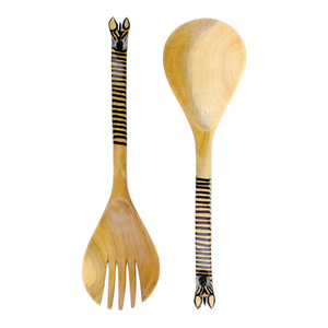 Artesanías de calidad artesanales, madera y resina, servidor de ensaladas, Juego de 2 piezas, fabricante indio - Product Image 1