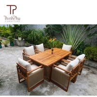 Mobilier de jardin Acacia Table et chaises pliables pour cuisine villa cour hôtel repas loisirs extérieur meubles Thinh Phu