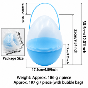 25cm <b>Giant</b> Clear <b>Plastic</b> Easter <b>Egg</b> Children's DIY Gift Container Silk Screen Printing Hot Pink Light Yellow Openable Fillable - Product Image 2
