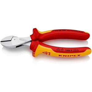 Alicates de Corte Diagonal Compactos KNIPEX X-Cut con Empuñaduras Multicompuesto VDE de 160 mm y Función de Crimpado de Cables - Product Image 1