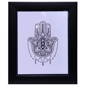 HOME GENIE Cadre d'art mural mandala Hamsa Symbole spirituel pour la protection et la positivité Diwali et les occasions de mariage sans verre - Product Image 1