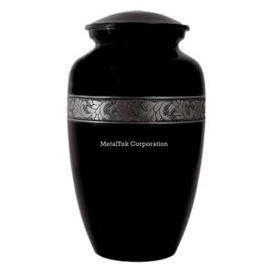 Urne funéraire classique en métal noir pour adultes, enfants et animaux de compagnie – Récipient commémoratif pour cendres, fournitures funéraires décoratives, vente en gros - Product Image 1