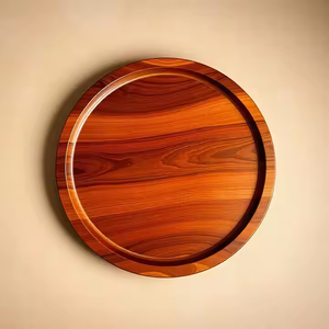 Assiette ronde en bois d'acacia naturel fabriquée à la main cuisine élégante écologique à manger par Crescent Crafts assiette Roti durable - Product Image 3