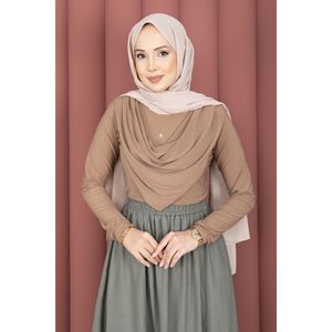 Hauts en tricot pour femmes Sandy Body, couleur camel, avec détail drapé - Product Image 4