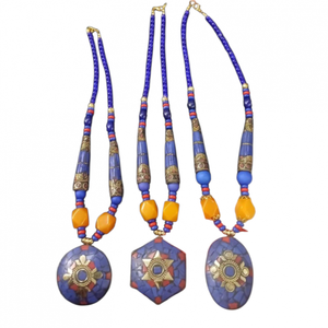 Indian Fashion <b>Boho</b> Mosaic <b>Necklace</b> Handmade Buffalo Bone Horn Jewelry Geometric Artificial Handicrafts Bohemia Style <b>Necklace</b> - Product Image 1