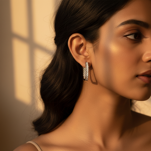 Pendientes de aro de plata para mujer con circonita cúbica, joyería de cristal, regalo - Product Image 2