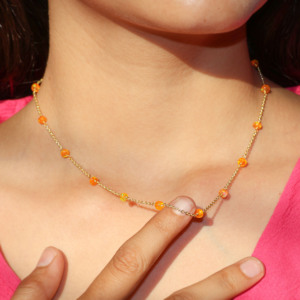 GOODSTONE, Plata de Ley 925 para mujer, 14 tamaños, chapado en oro, collar de cadena con cuentas de ópalo naranja Natural, regalos de boda con piedra natal - Product Image 2