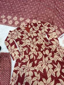 Salwar Kameez Anarkali de Algodón Muslin Rojo Estampado Digitalmente, Estilo Indio Pakistaní, Largo hasta el Suelo, para Fiesta, el Más Vendido - Product Image 4