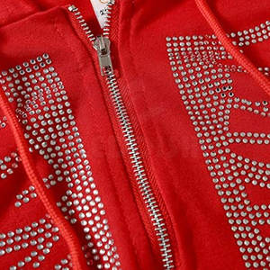 Diseño personalizado hombres sólido con capucha de diamantes de imitación sudaderas con capucha de invierno transpirable poliéster/algodón uso al aire libre - Product Image 6