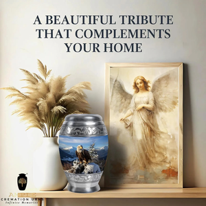 Urna de cremación de aluminio hecha a mano con acabado recubierto de Meena azul en tamaño grande y de recuerdo 3 Cu, urnas de cremación de Metal con grabado de Águila - Product Image 4