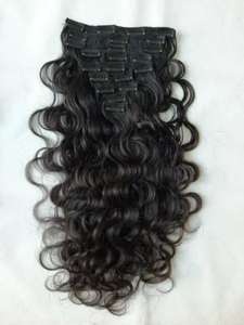 Body Wave Couleur 1b 7 Pcs Set Clip In Extensions Indien Temple Cheveux 100% Non Transformés Texture Ondulée Extensions de Cheveux Humains En Gros - Product Image 2